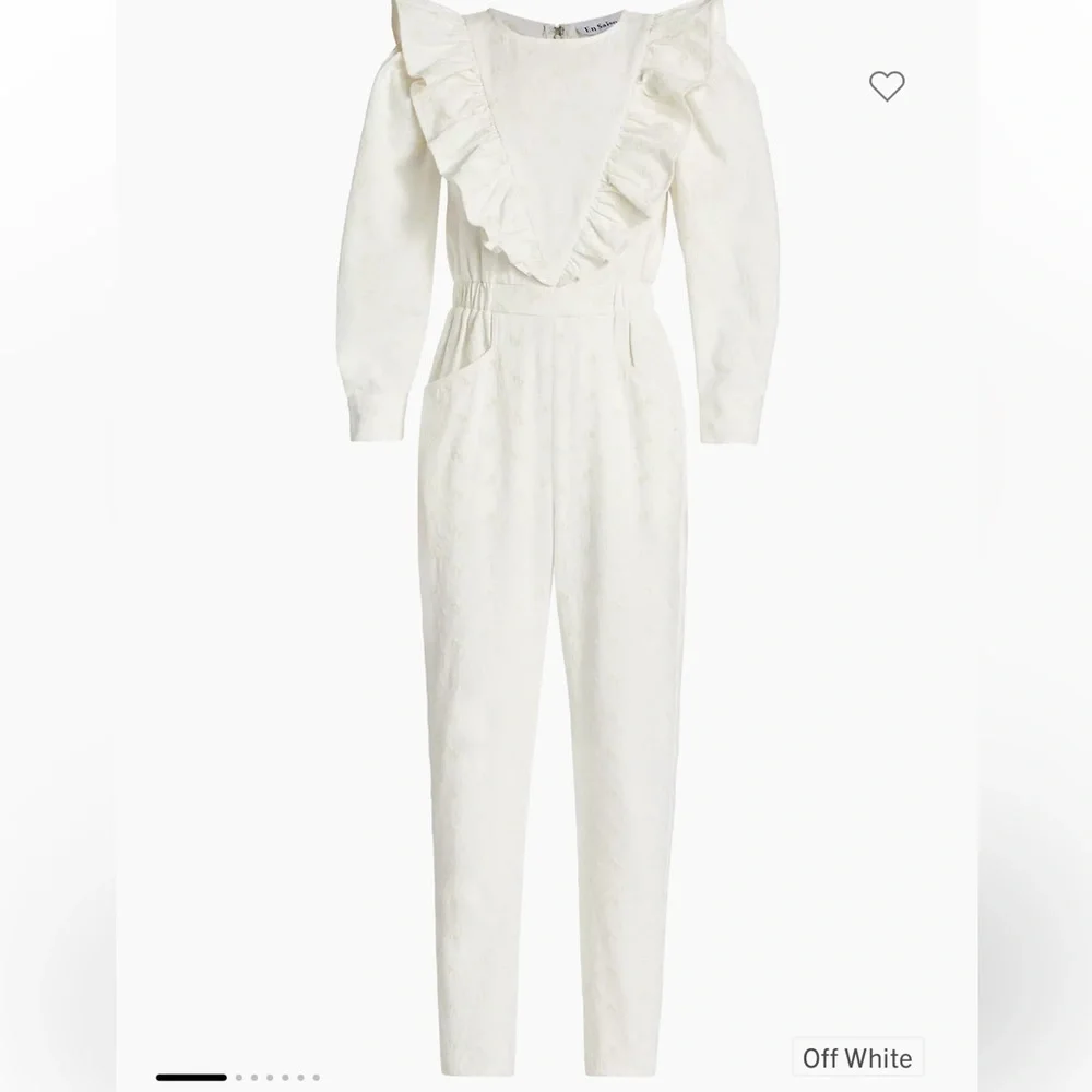 White Ruffle Jumpsuit - Picture 3 of 5